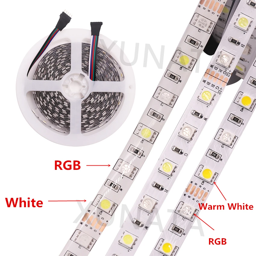 DC12V 24V RGB + CCT Taśma LED SMD 5050 RGBW RGBWW RGB WWA Elastyczna taśma ledowa Taśma linowa Światła dekoracyjne 5M