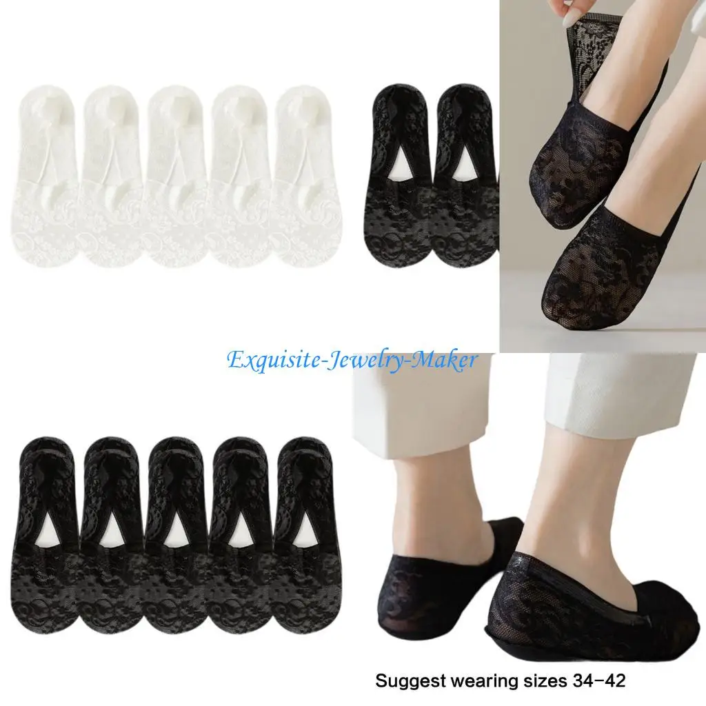 

24TF 5 Pairs No Show Socks Womens,Thin Low Cut Liners Hiddens Invisible Boat Socks