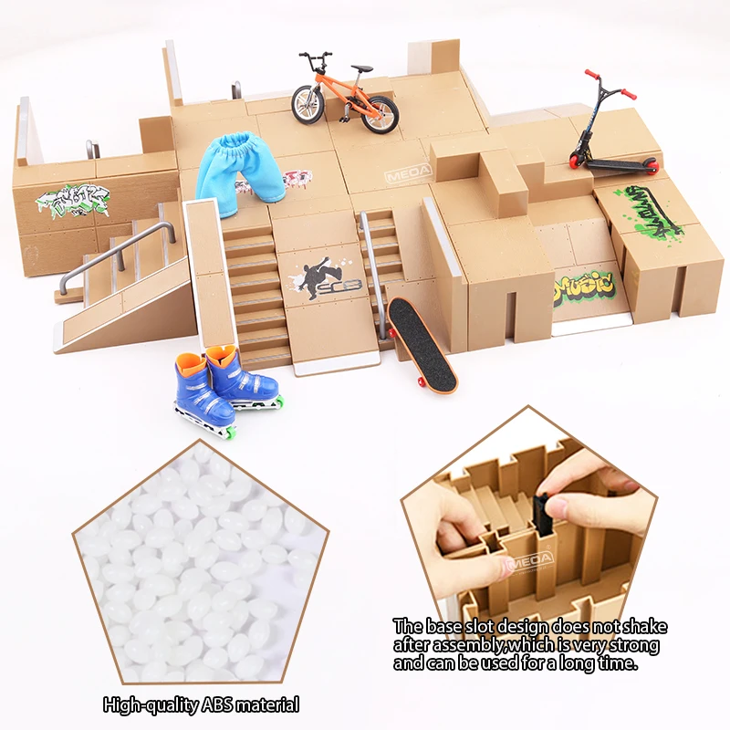 DIY Finger Skateboard Deck Rampe Set Pro Griffbrett Mini Skatepark Kit Mini Stunt Finger Board Skate Training für Kinder Geschenke