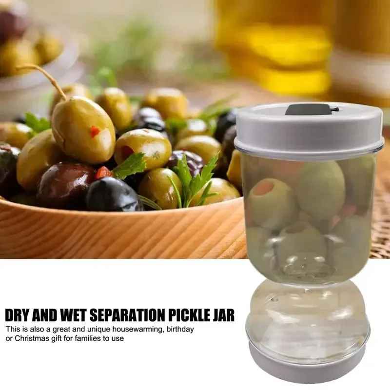 Dry-wet Separation Pickle Vegetable Jar Hourglass Type Pickled Juice-Separation Food Filter Container Ideal for Storing Pickles