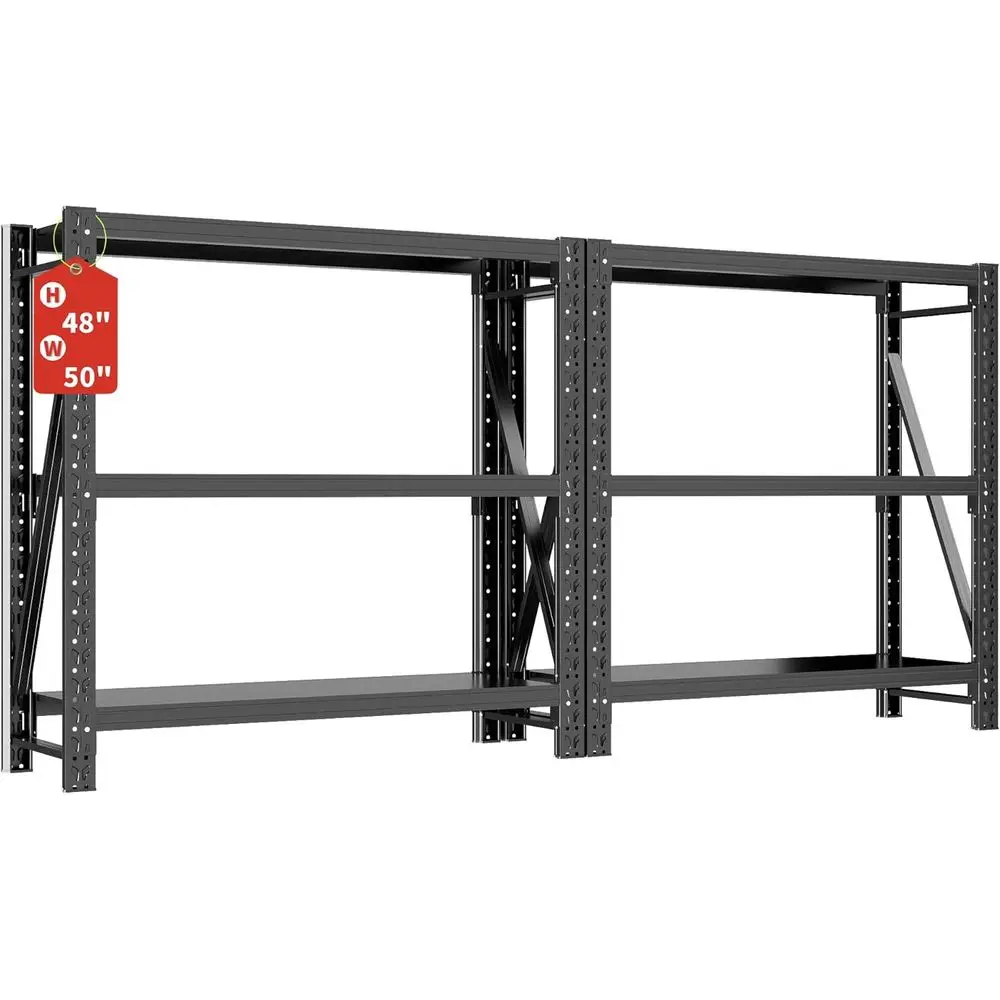 

2 Sets Shelving Unit Rustproo 50“W Heavy Duty Storage Shelves Easy Assembly 3 Tier Adjustable Metal Steel Utility Shel,Customize