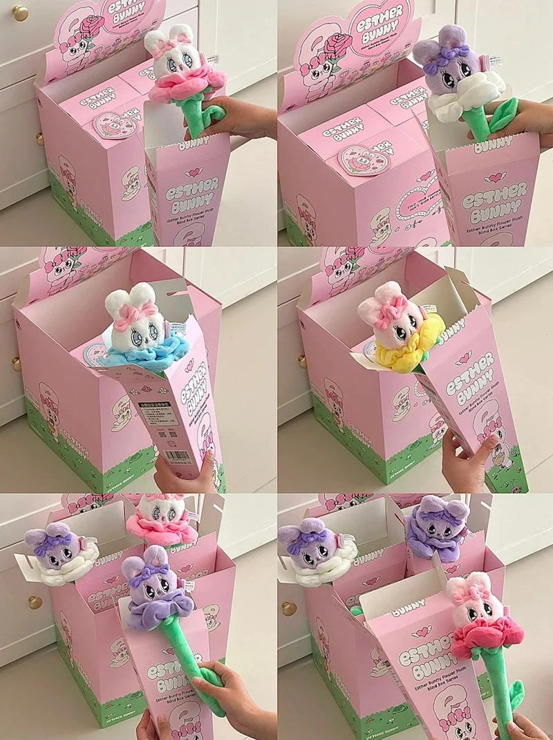 Toyzeroplus Esther الأرنب أرنب زهرة سلسلة صندوق أعمى دمية Kawaii أرنب غرفة الديكور دمية صندوق غامض هدايا الأطفال