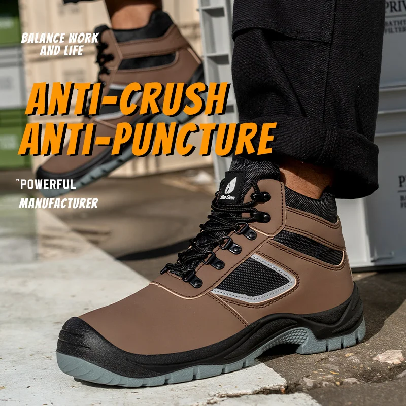 作業用安全靴＆シューズ 耐パンク カジュアルウォーキングシューズ 防水レザーシューズ メンズハイキングブーツ 産業用シューズ