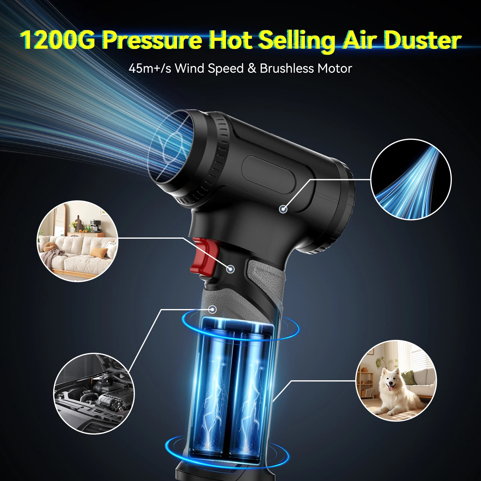 

ADINKAM Hurricane-Force Wind Turbo Violent Fan 1200g Super Pressure 30w Fast Charging Dust Cleaning for Car House Outdoor Office