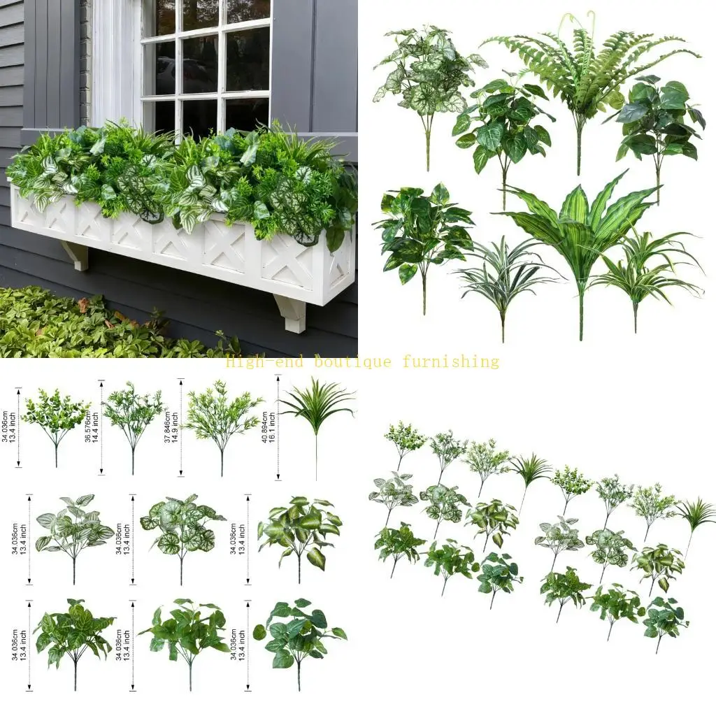 

L9NB Plastic Artificial Leaves with Stem Greenery For Party And Home Decoration