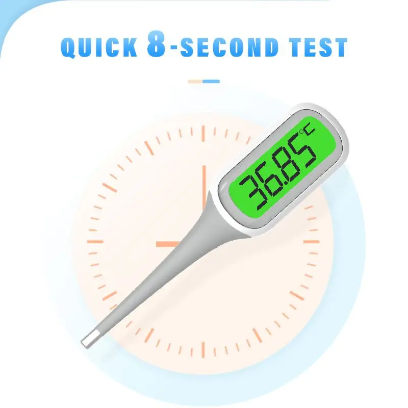 1 قطعة ميزان حرارة الحمى الرقمي 8 ثانية قياس سريع 3 ألوان الخلفية الطبية الصف جامبو LCD 4 أرقام 0.01 دقة الطفل