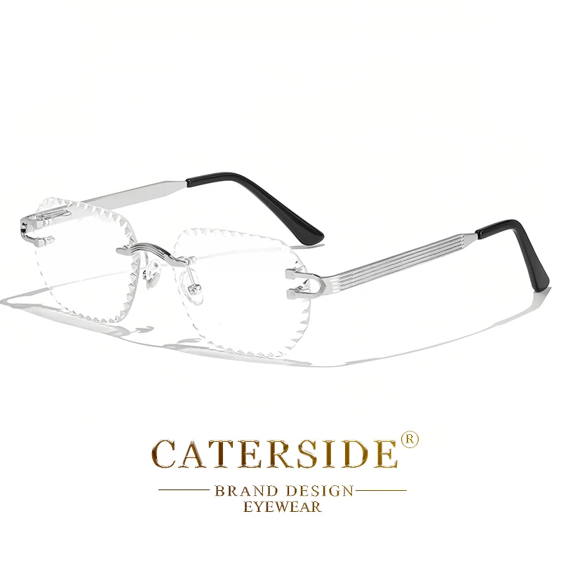 CATERSIDE Neue randlose Sonnenbrille für Herren, quadratisch, modisch, mit geschliffenen Gläsern, Markendesign, Sonnenbrille für Damen, Party, Festival, Brillengeschenk – Detail 26