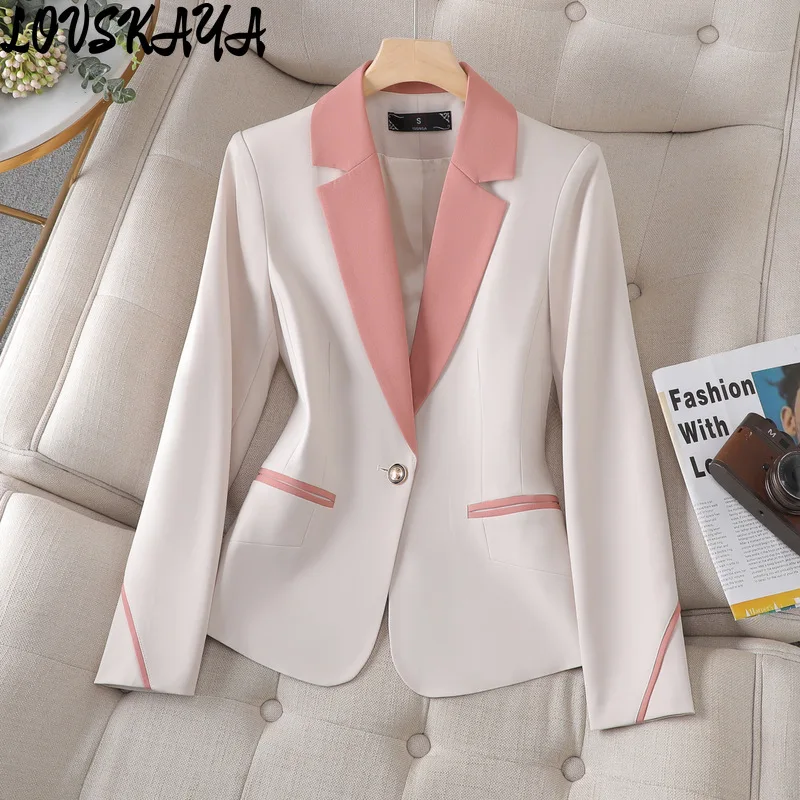 

White Long Sleeved Suit Jacket, Professional Slim Fit, Slimming, New Style, Autumn