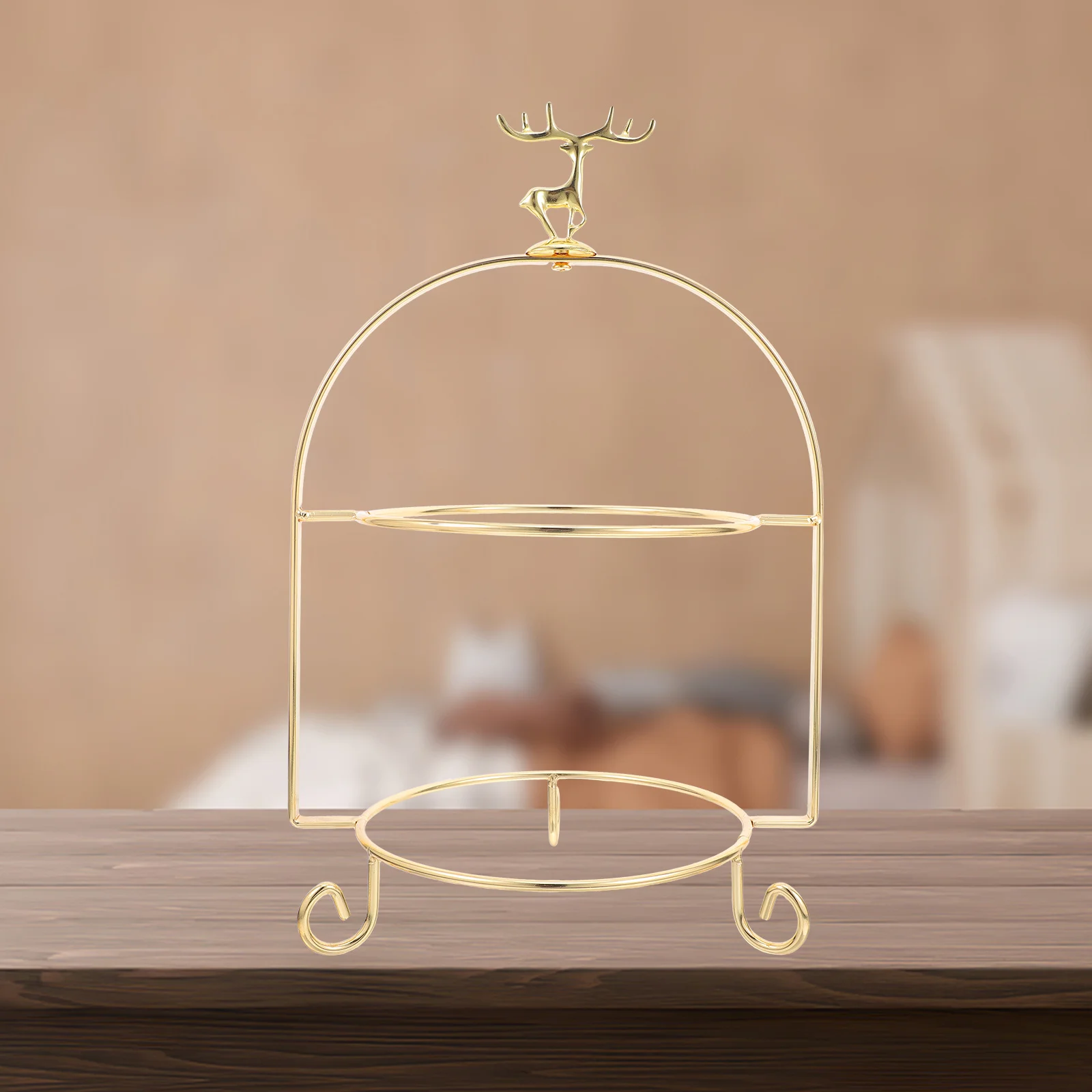 

European-style Two-layer Cake Stand Household Holder Dessert Plates Tray Tiered Party Cupcake Stands for Table Iron Display