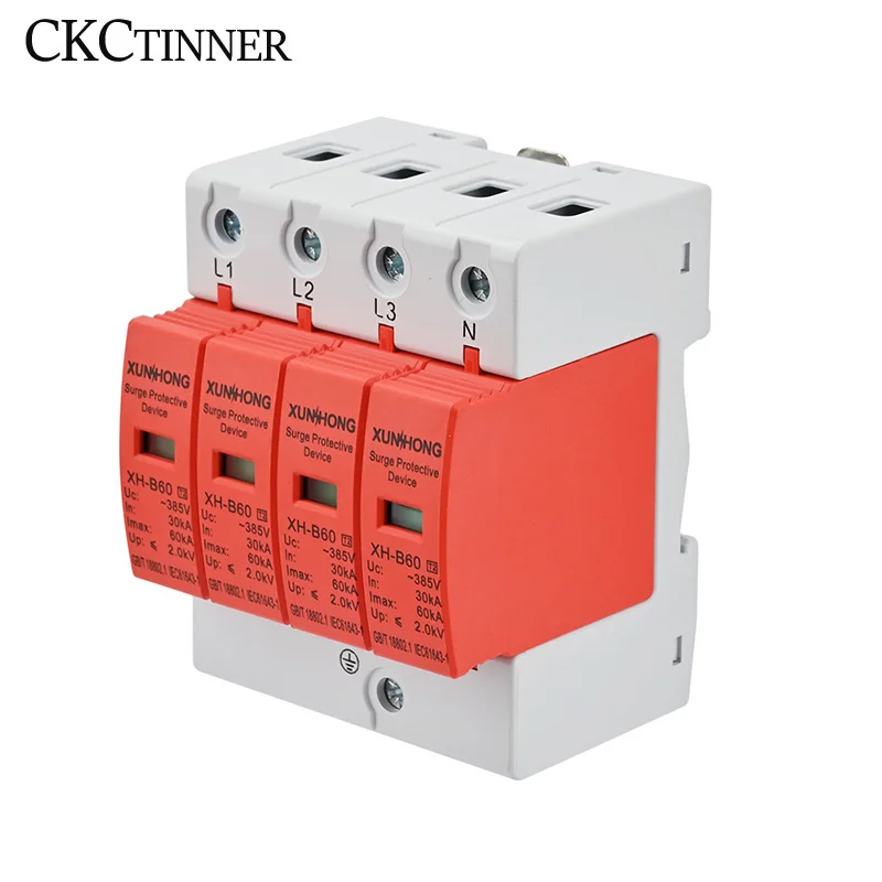 AC SPD Power Surge Protective Device Arrester Low Voltage House 1/2/3/4 Pole Surge Voltage Protection 275V 385V 20KA 40KA 60KA