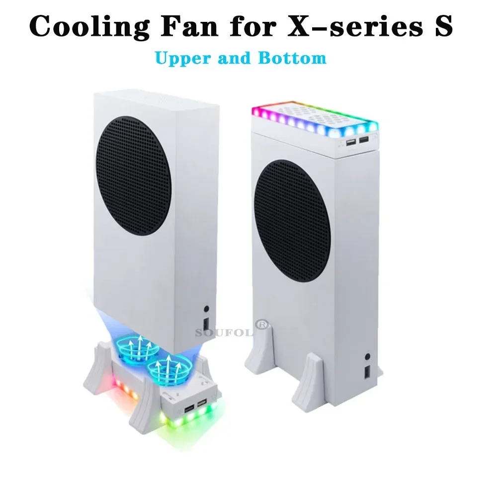 RGB Cooling Fan for Xbox Series S Console Accessories Vertical Stand Cooler 3 Gear Adjustment Fan Base Heat Dissipation Dock