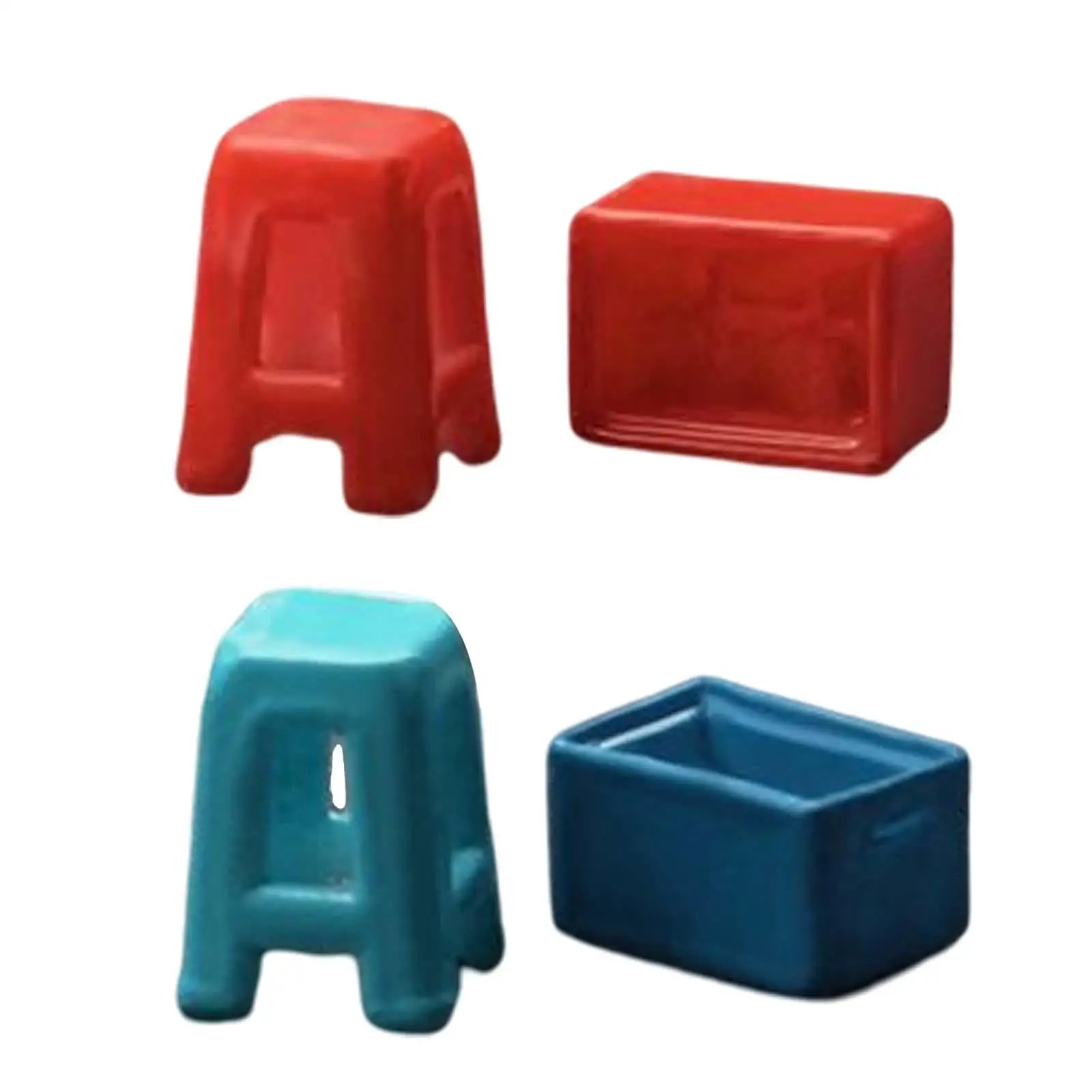 Miniature 1/64 Scale Stool 1/64 Scale Painted Stool 1/64 Scale Chair Model for DIY Projects Decor