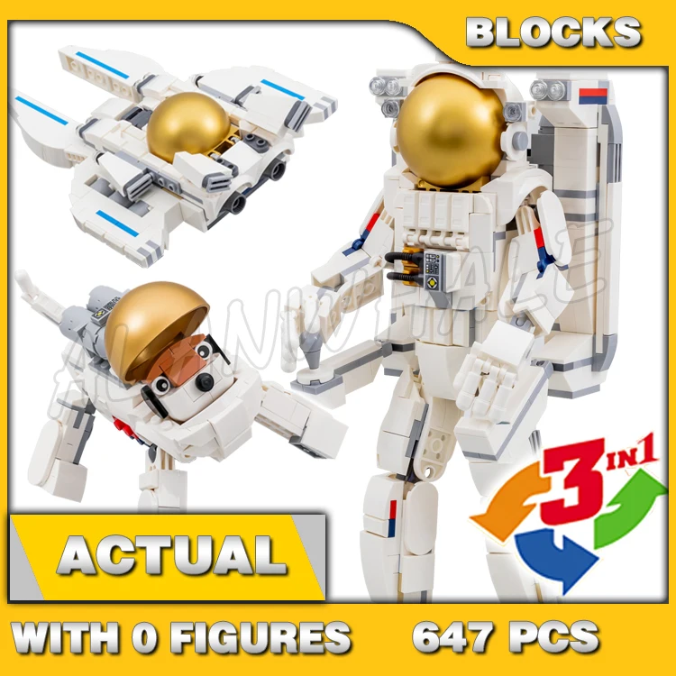 647pcs Creator 3in1 Space Astronaut Detachable Jet Propulsion Backpadog Viper 68003 Building Block Toy Compatible with Model