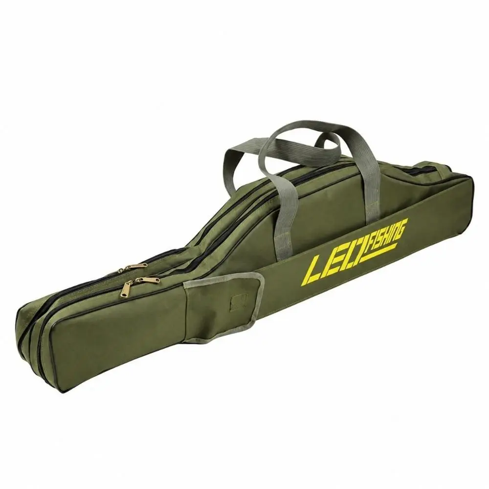 2 Layers Fishing Rod Bag Folding with Adjustable Shoulder Strap Fishing Tackle Bag 420D Oxford Fishing Storage Bag