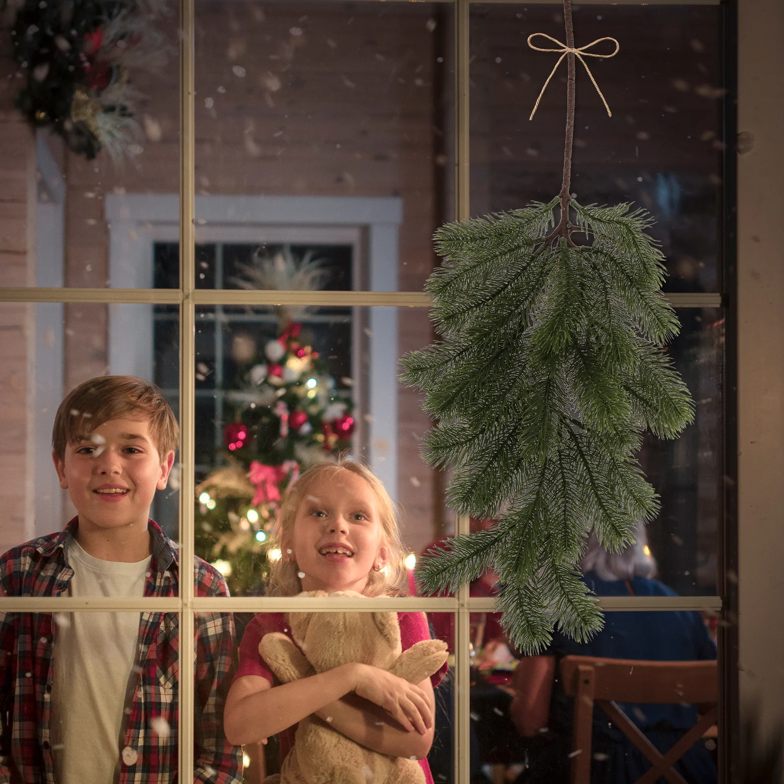 

Christmas Decoration Artificial Pine Teardrop Swag Upside Down Tree Wall Hanging Xmas Door Decor Holiday Greenery Stairway