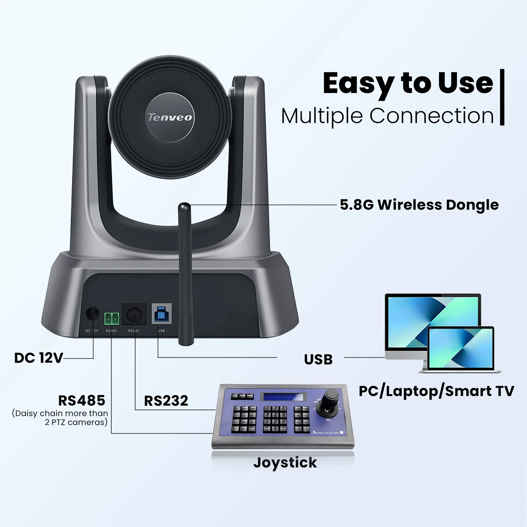 NV10W OEM/ODM 10x Zoom USB 3.0/Wireless 1080p 60fps Video Conference Camera Ptz Support Customized Logo/ Packaging/Graphic