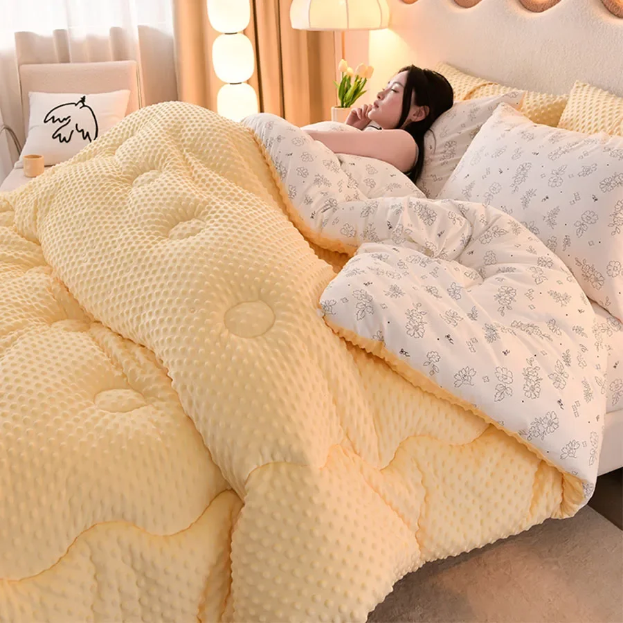 Microfiber is thickened by 3D beanie velvet to protect the warm winter blanket by single double fall and winter