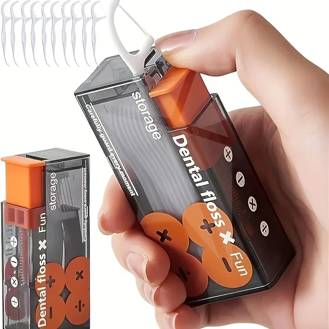 Distributeur de fil dentaire Portable comprenant 10 pièces, organisateur de fil à éjection automatique, soins bucco-dentaires, bâtons de fil jetables à pression 1