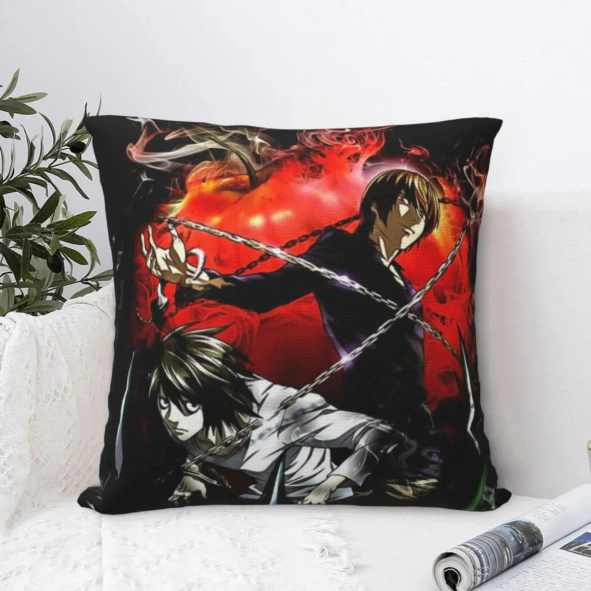 Death Note Japan Anime Square Pillow Cases Manga Lawliet L Light Yagami Cushion Covers Decorative Pillowcase for Car 18