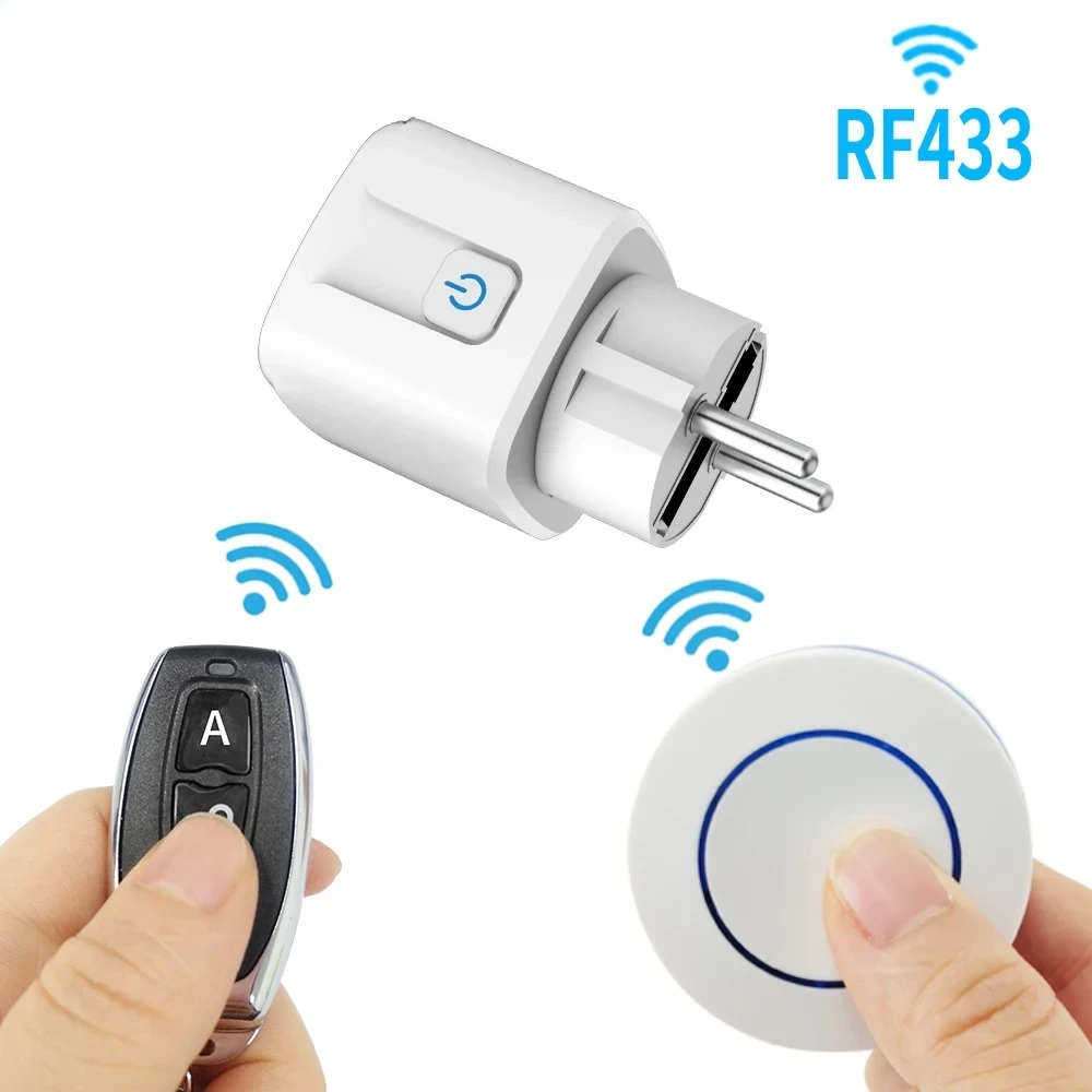 Wireless Socket RF433 Smart Home Remote Control Socket 16A EU FR Universal Plug Remote ON OFF Electrical for Lighting Fan