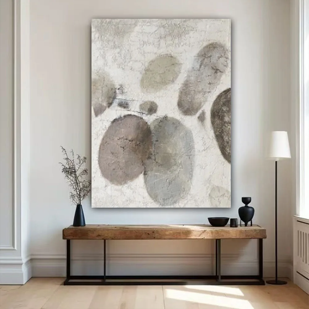 Hand Painted Abstract Canvas Paintings Vintage Decoration Wall Art Grey Black Textured Sofa Oil Painting Home Living Room Decor