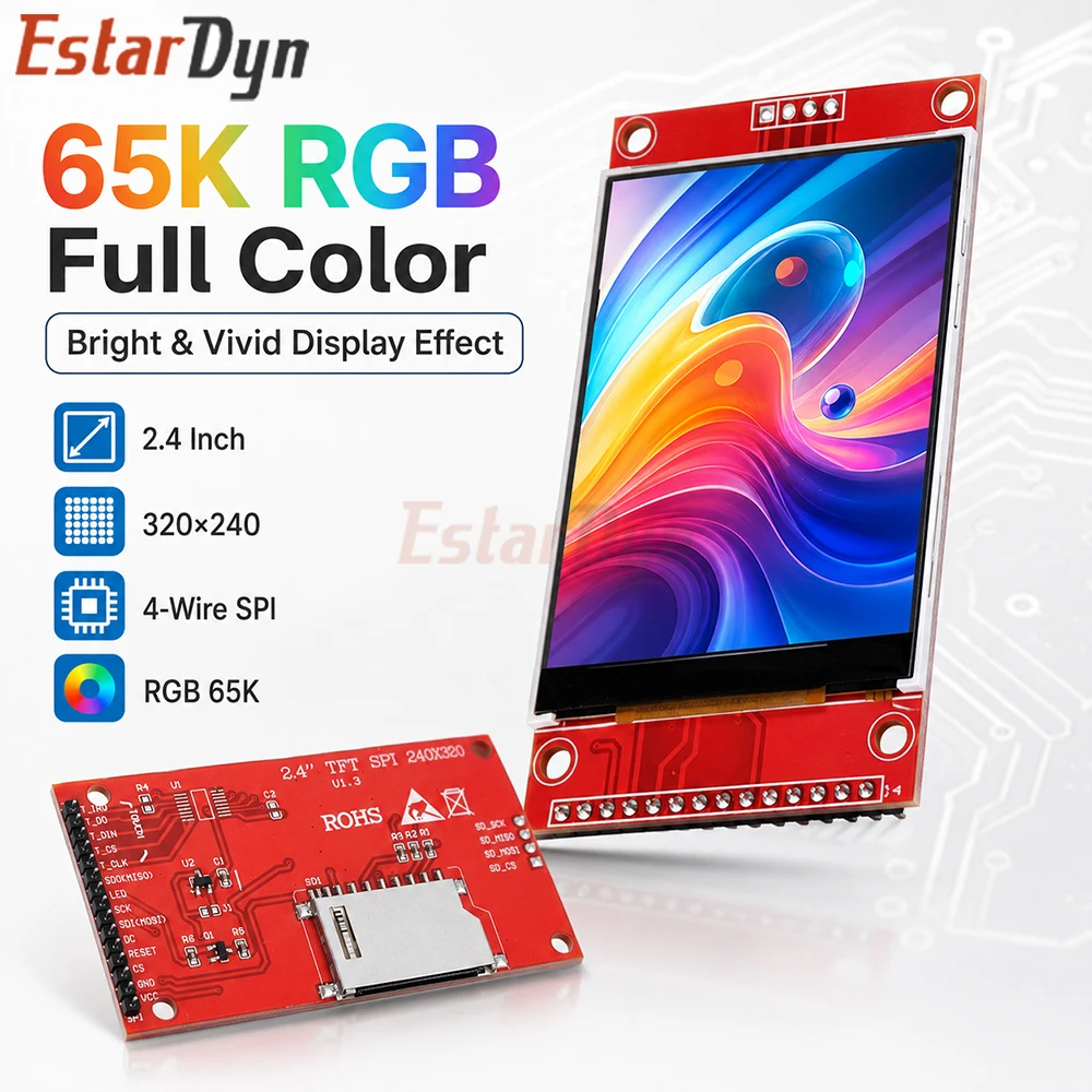 Estardyn 2.4-inch 240x320 4-wire SPI TFT LCD Display Module ST7789V/ILI9341 for Raspberry Pi DIY