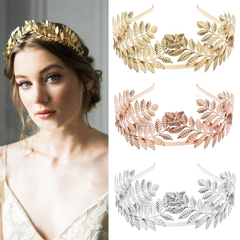 Temperament Metal Leaves Shape Headband Baroque Style Hair Hoop Bride Woman Spring Summer Wedding Party Headwear