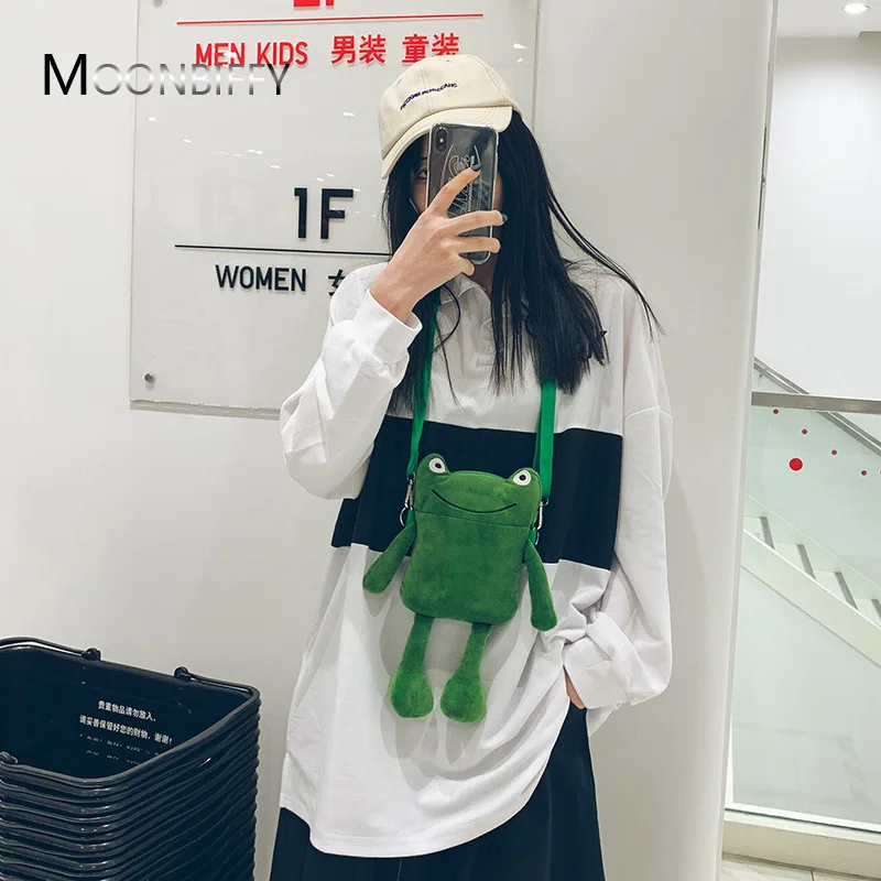 Mini sac à bandoulière grenouille pour femme, sac en peluche, sac à main Kawaii pour fille, sac de messager décontracté pour enfants, sac à main initié par clé de téléphone, mignon, automne