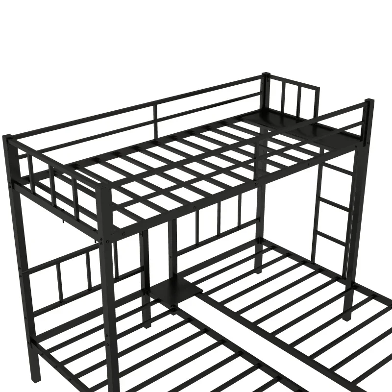 High Quality Twin over Bunk Beds for 3, XL over  Bunk Bed Metal Triple Bunk Bed for indoor bedroom furniture,Black