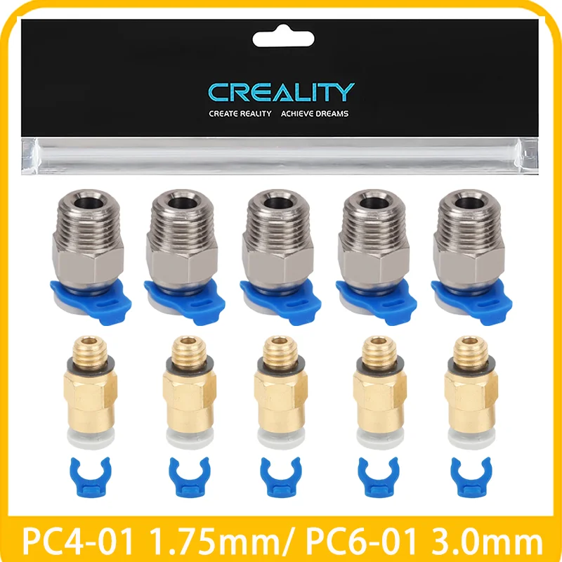 

5/10 Pcs Creality Pneumatic Connectors PC4-01 1.75mm PC6-01 3.0mm PTFE Tube Coupler J-head Fittings For V5 V6 Hotend 3D Printer