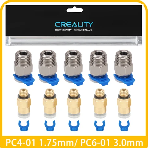 5/10 Pcs Creality Pneumatic Connectors PC4-01 1.75mm PC6-01 3.0mm PTFE Tube Coupler J-head Fittings For V5 V6 Hotend 3D Printer