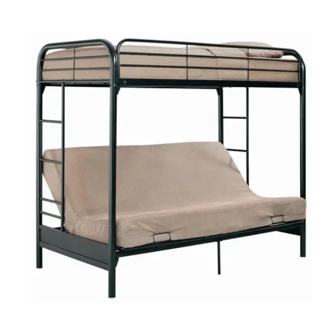 

Wholesale Industrial Metal Frame Iron Loft Bed Double Queen Full Size Bunk Bed With Single Bed Or Desk For Hotels And Bedrooms
