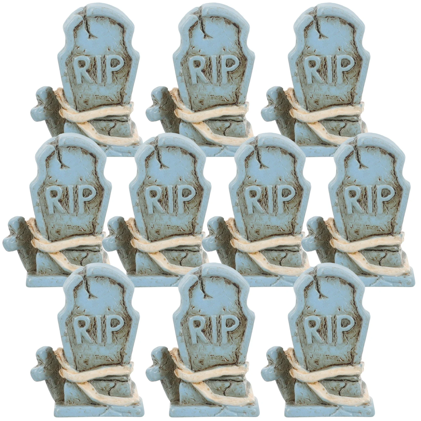 10 Pcs Tombstone Resin Mini Decorations for Halloween Graveyard Cemetery Landscape Headstones Props Adornment