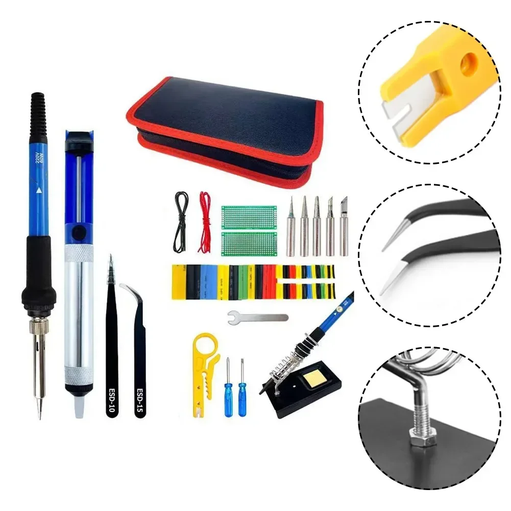 1set 60W Soldering Iron Table Accessories DIY Tools For Electronics Jewelry  Crafts 2 In 1 Soldering Iron Tool Kit Parts