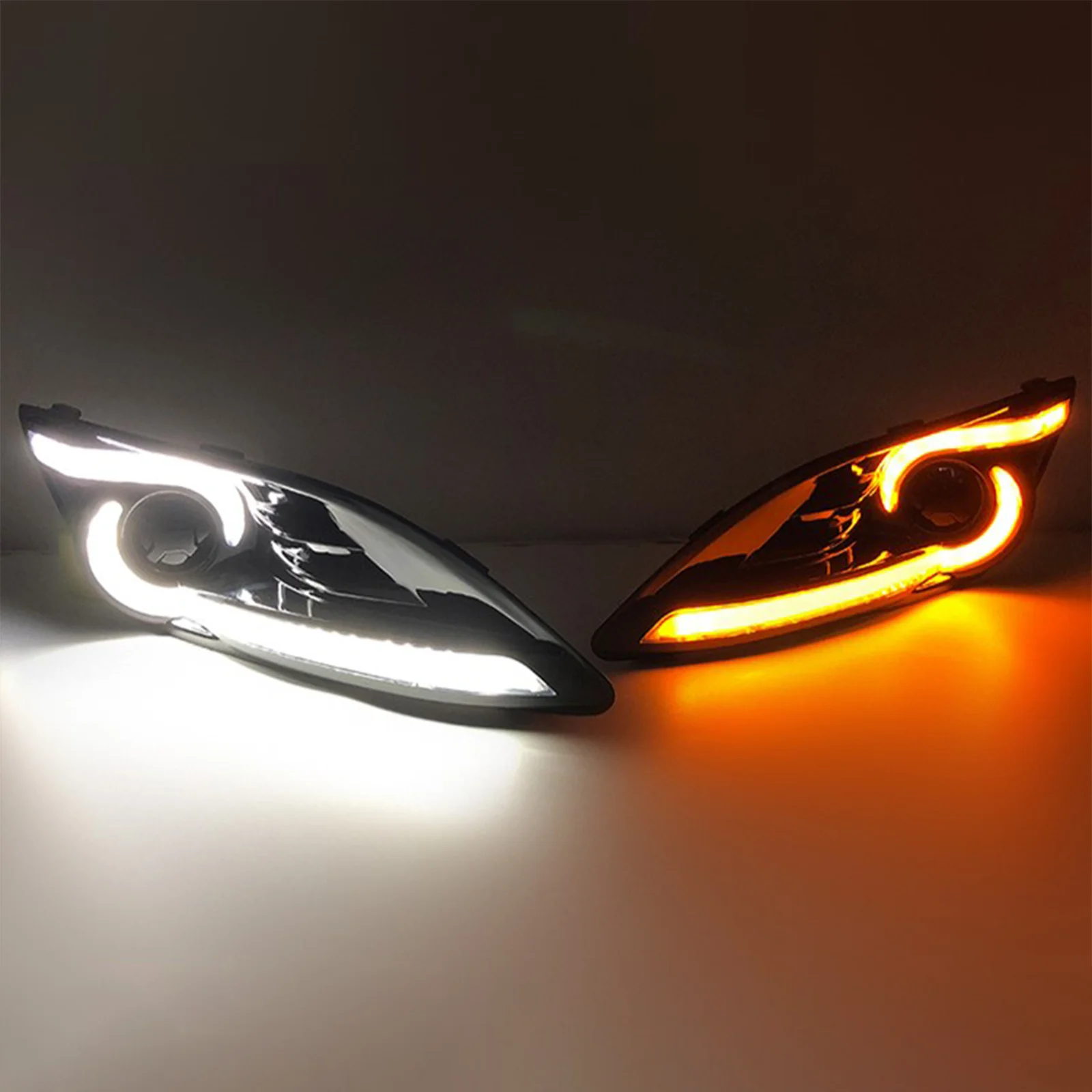 

Car LED DRL for Ford Fiesta 2012-2014 LED Daytime Running Lamps with Yellow Turn Signal DRL Assembly