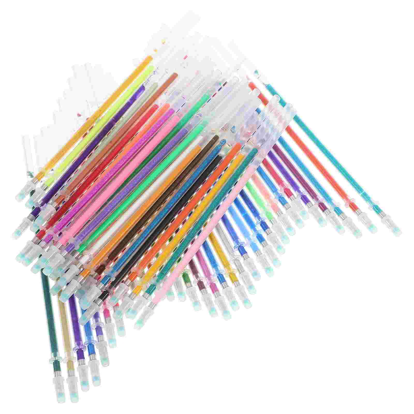 60 Pcs Replacement Refill Gel Pens Adult Coloring Ink Refills Glitter for Books Plastic