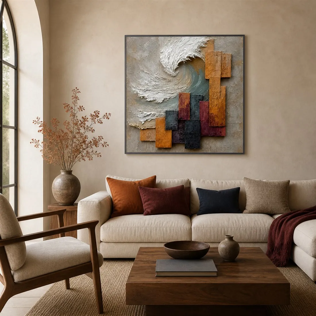 Abstract Geometric Oil Painting,Canvas Wall Print,Modern Art Illustration,High‑Grade Home Decoration Artwork for Bedroom