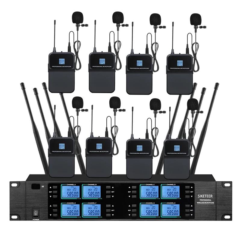 ميكروفون لاسلكي احترافي UHF، ميكروفون مكثف فوق الأذن، مناسب لعروض المسرح وكلام الكنيسة.