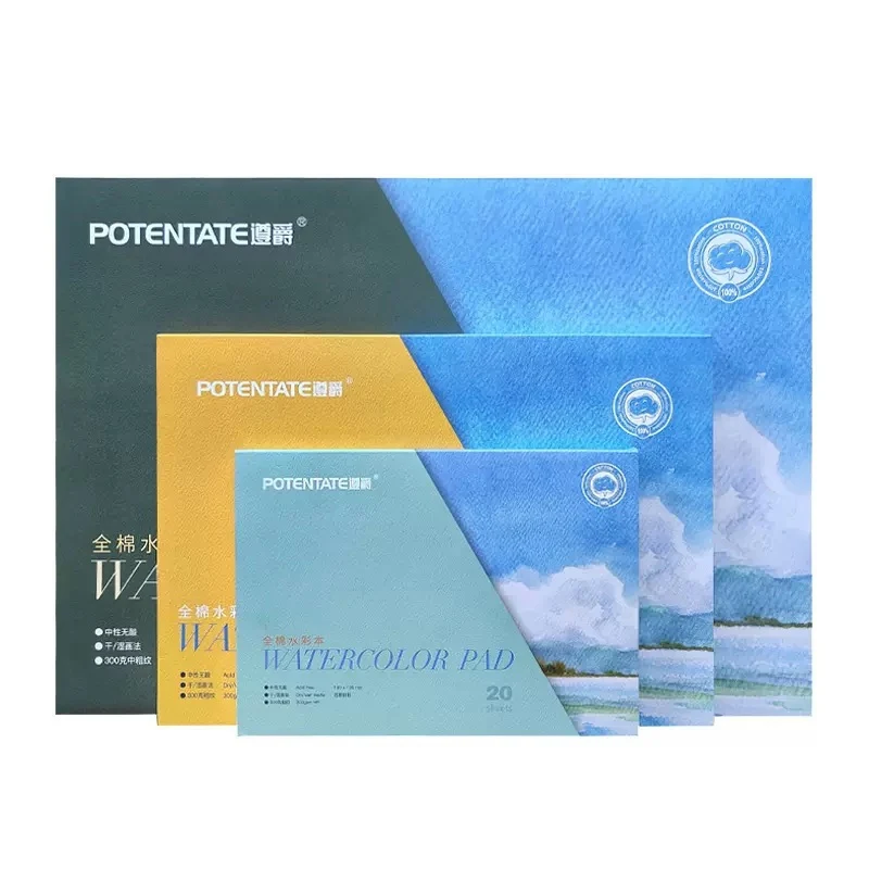 

Potentate 100% Cotton Watercolor Paper 300g Professional Water Color Block Pad Book Acid free for Painting