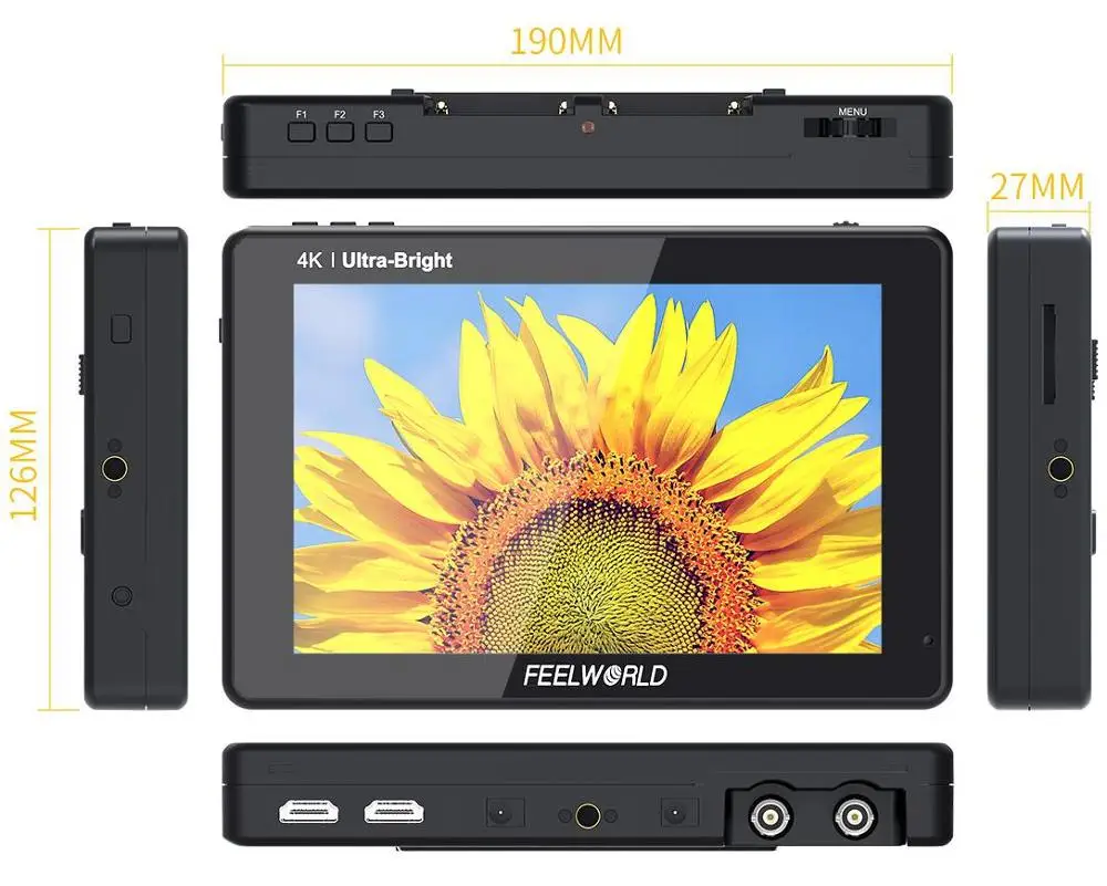 EELWORLD LUT7S 7 Polegada 3G-SDI 4KHDMI 2200nits 3D LUT Tela Sensível Ao Toque Câmera DSLR Monitor de Campo com Histograma VectorScope de Forma de Onda