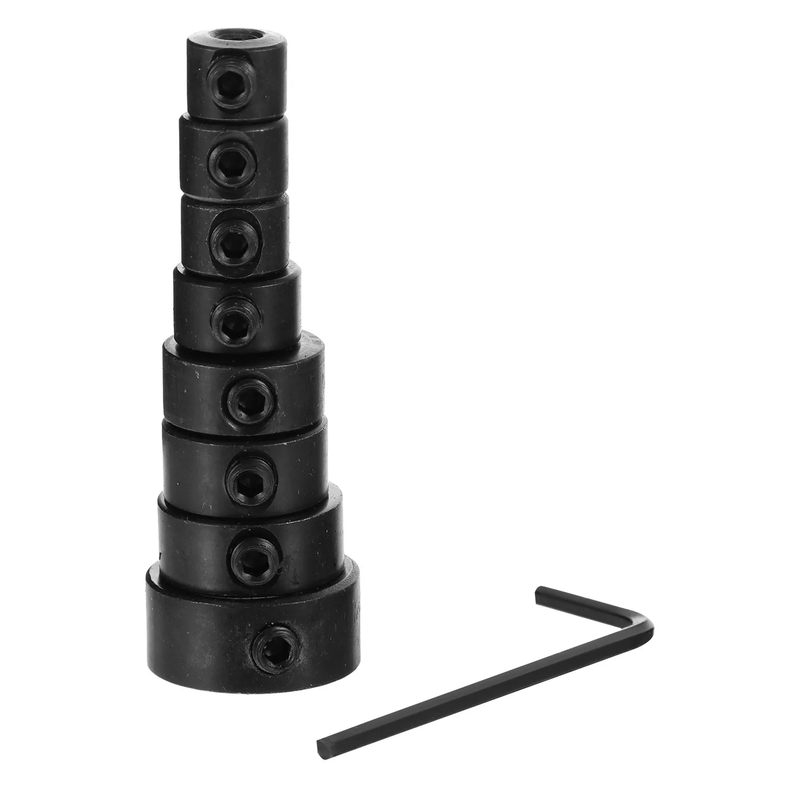 Drill Bit Stop Collar Set 8 Piece Corrosion Resistant Carbon Steel Depth Rings for Precision Drilling