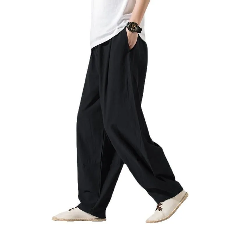 

Men's Casual Loose Wide Leg Lantern Pants Linen Trousers Mid-aged Busin Casual Sle Youthful Trend Spring Collection