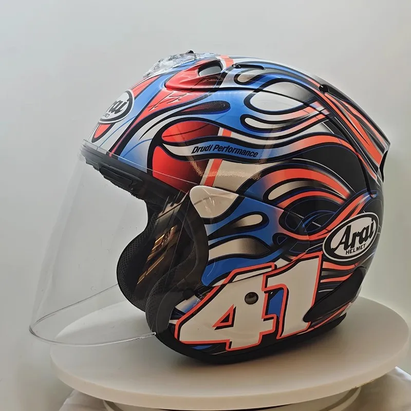 

Высококачественный открытый шлем VZ-RAM Classic 3/4 из ABS-пластика, для мотоциклов Harley и круизеров, синий огонь