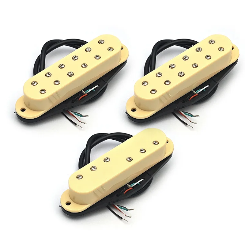 Mini Single Coil Size Humbucker Pickups for ST Strat Electric Guitar 3+3 & 6+6 Adjustable Pole Pieces Cream Cover Str/at