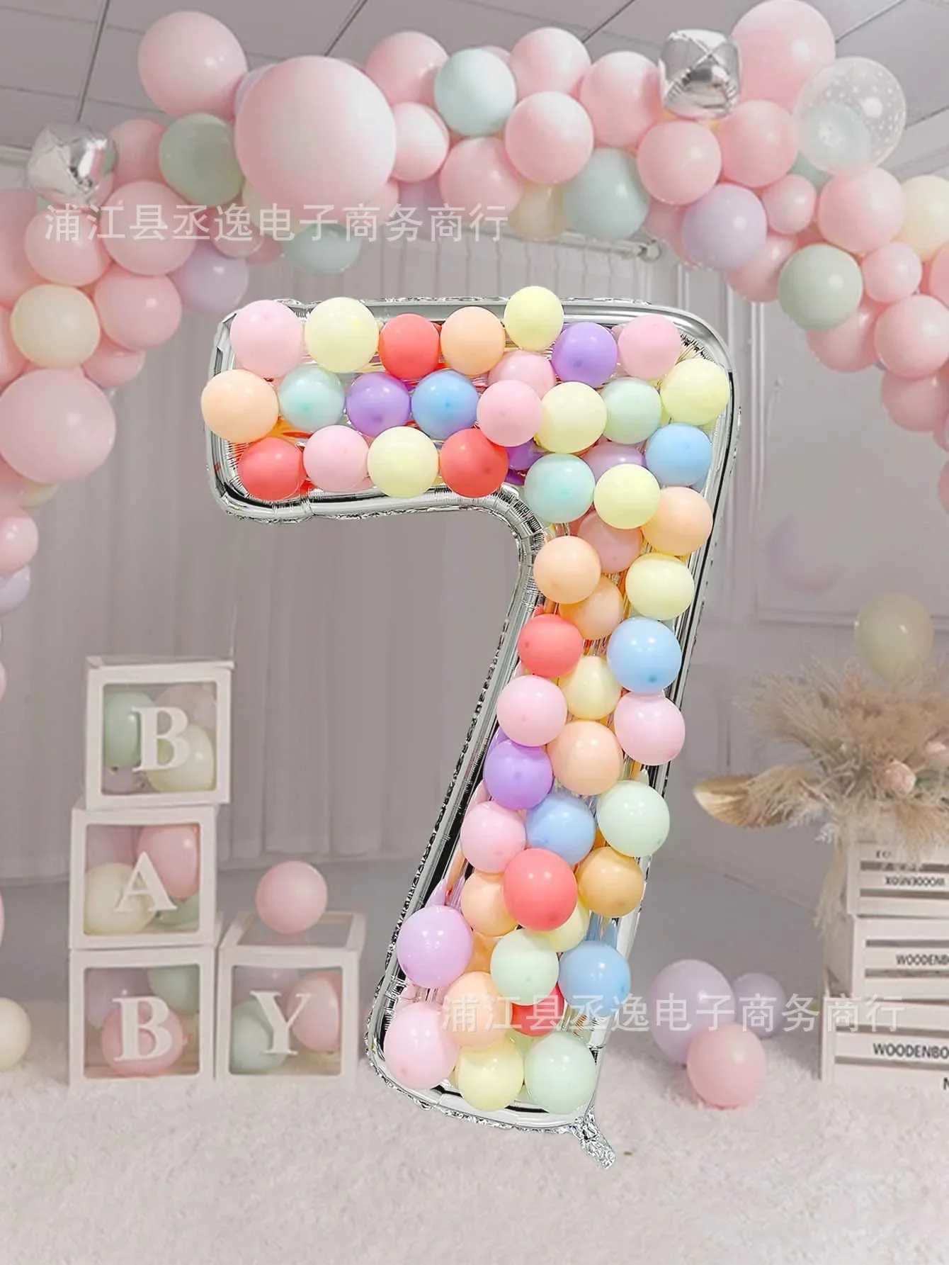 65Inch Giant Foil Number Balloon DIY Filling Frame Kids 1st Birthday Party Decoration Wedding Anniversary Supplies Mosaic Box