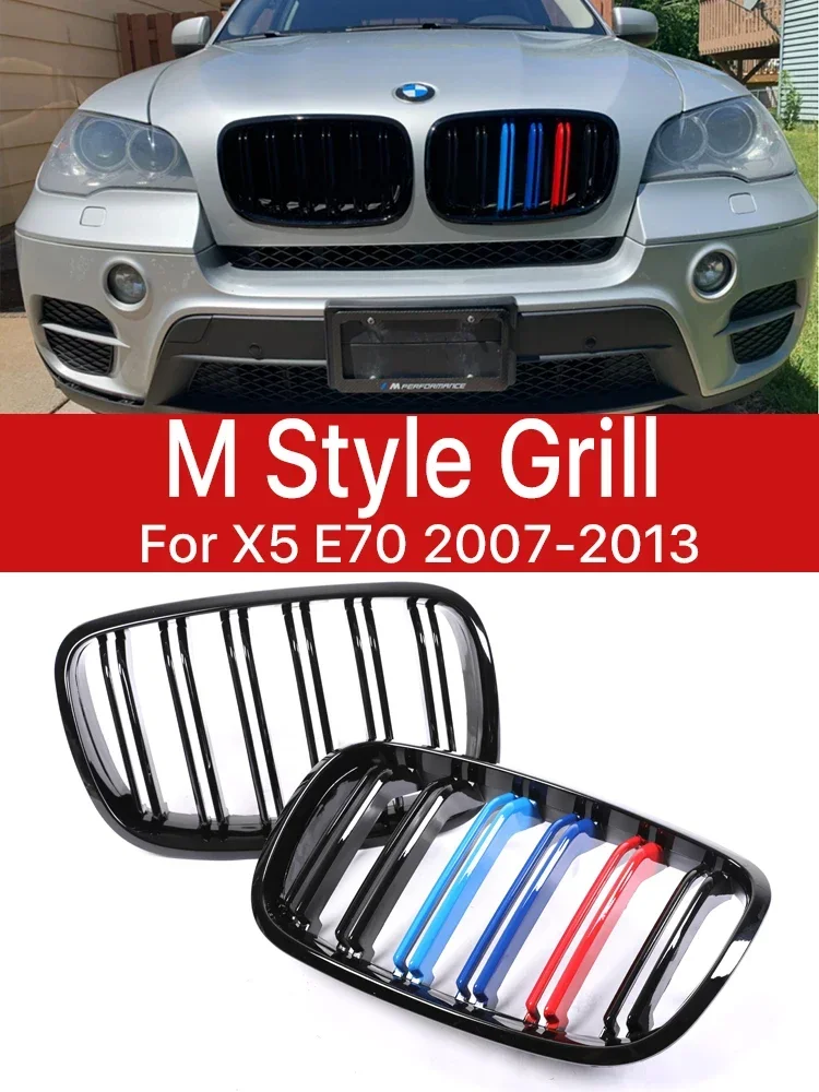 

New! Front Bumper Kidney Inside Grille Diamond Chrome M Style Air Vent Grills Cover For BMW X5 X6 E70 E71 2008 2007-2013 2014