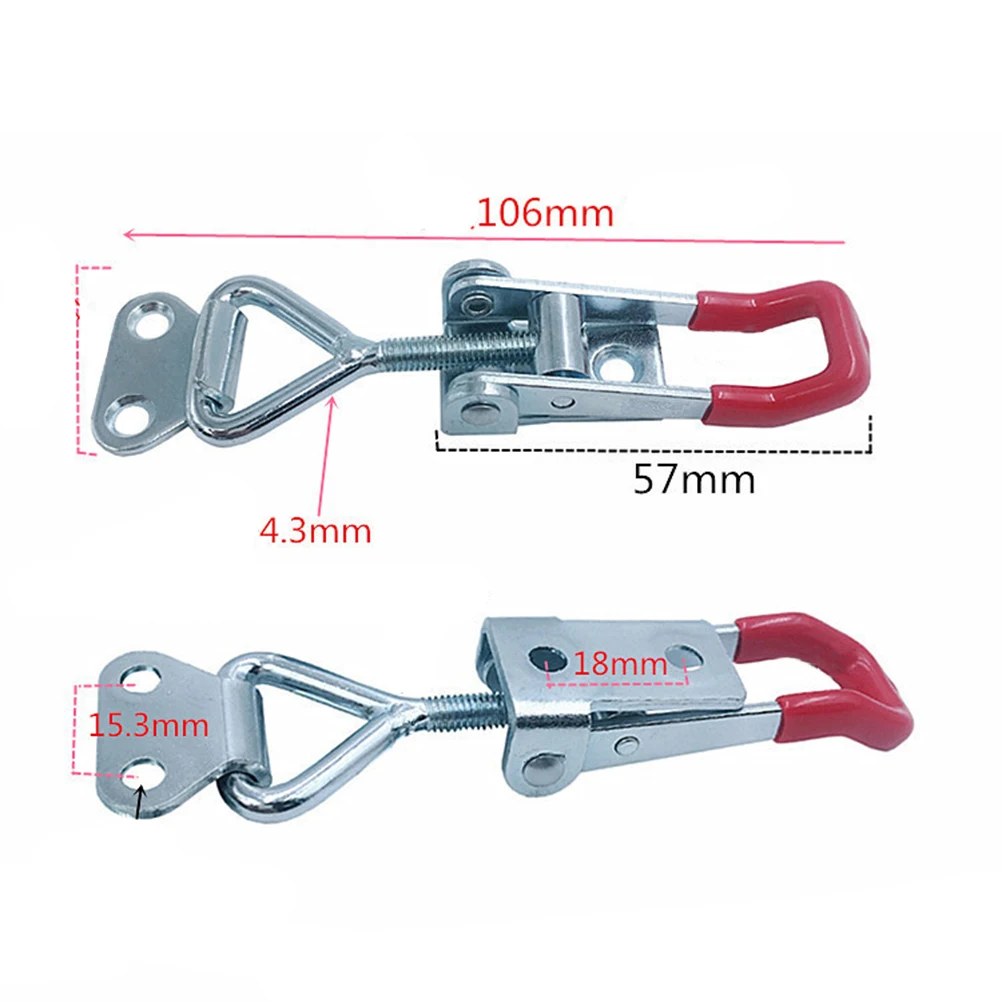 

2pcs Quick-Release Toggle Clamp Hold Toggle Clamps Welding Machine Operation Mold Metal (Silver+Red)