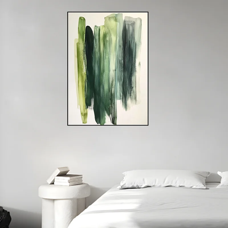 

High Quality Hand Painted Modern Oil Painting Green Color Wall Art Abstract Canvas Paint Decoration Picture For Home Hanging Map