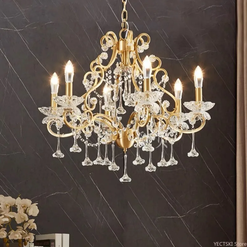 Flower Rain French Crystal Chandelier Romantic European and American Villa Living Room Light Dining Room Light Bedroom Light