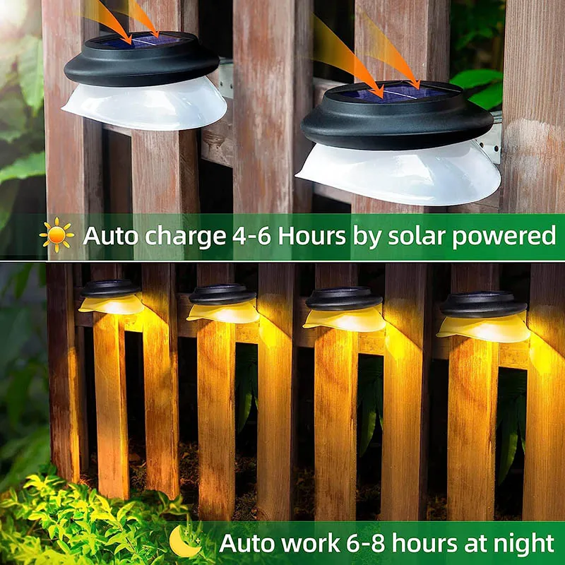 Solar Fence Lights Outdoor Waterproof Solar Gutter Lights for Garden Eaves Garage Patio Deck Sign Porch Driveway Yard Backyard